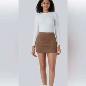 HALARA 
2 in 1 suede mini casual skirt